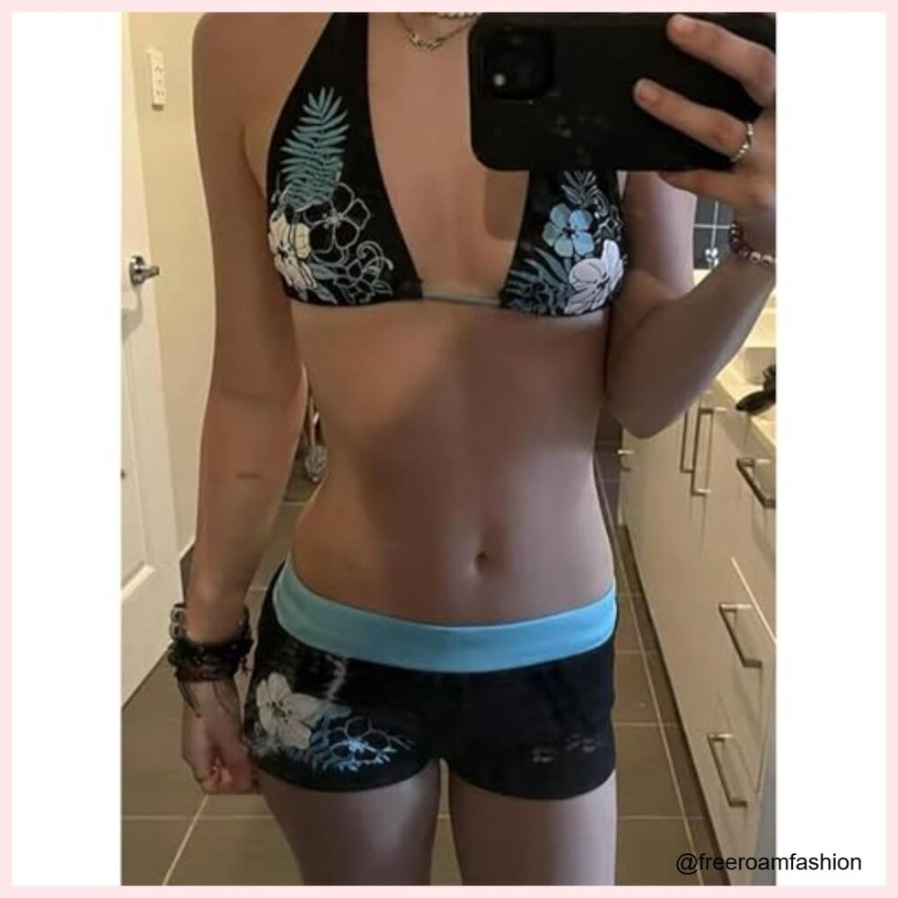 Y2k Halter Bikini Set Medium Polyester Blend Vint… - image 2